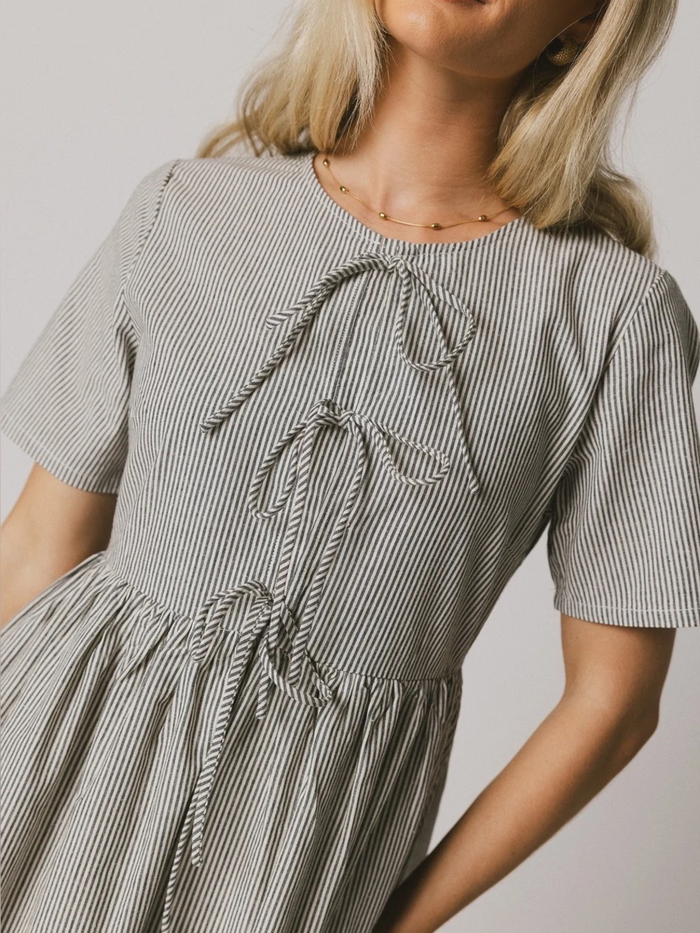 bohme Narla Striped Midi Dress Black and White